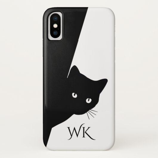 Sly Black Cat Monogram Case-Mate iPhone Hülle (Rückseite)