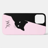 Sly Black Cat Monogram Pink Case-Mate iPhone Case (Rückseite (Horizontal))
