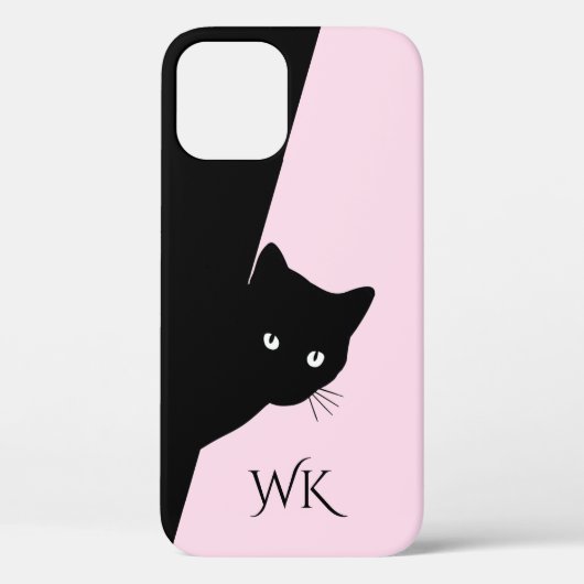 Sly Black Cat Monogram Pink Case-Mate iPhone Case (Rückseite)