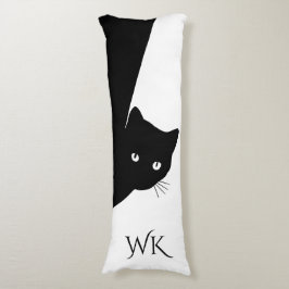 Sly Black Cat Monogram Seitenschläferkissen
