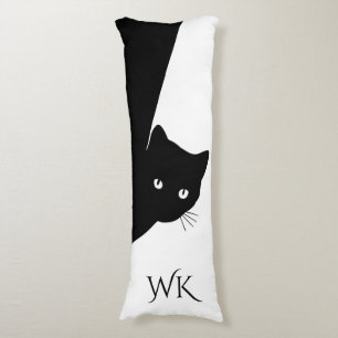 Sly Black Cat Monogram Seitenschläferkissen