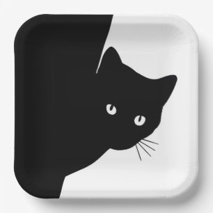 Sly Black Cat Pappteller