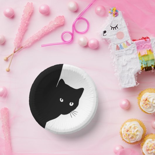 Sly Black Cat Pappteller (Party)
