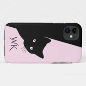 Sly Black Cat Pink Case-Mate iPhone Hülle (Rückseite (Horizontal))