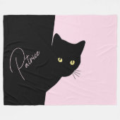 Sly Black Cat Pink Fleecedecke (Vorderseite (Horizontal))