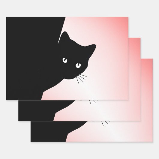 Sly Black Cat Pink Geschenkpapier Set (Set)