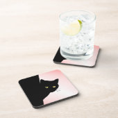 Sly Black Cat Pink Getränkeuntersetzer (Rechte Seite)