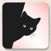 Sly Black Cat Pink Getränkeuntersetzer (Vorderseite)