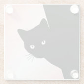 Sly Black Cat Pink Glasuntersetzer (Rückseite)