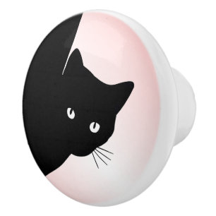 Sly Black Cat Pink Keramikknauf
