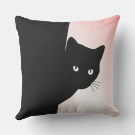 Sly Black Cat Pink Kissen