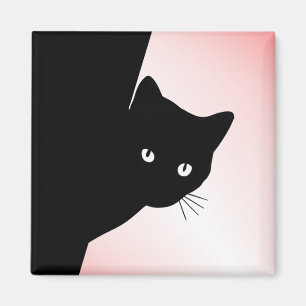 Sly Black Cat Pink Magnet