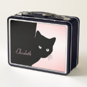 Sly Black Cat Pink Metall Brotdose (Rückseite)