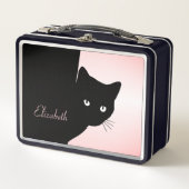 Sly Black Cat Pink Metall Brotdose (Vorderseite)
