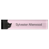 Sly Black Cat Pink Namensplakette (Vorderseite)