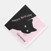 Sly Black Cat Pink Serviette (Ecke)