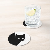 Sly Black Cat Runder Pappuntersetzer (Vor Ort)