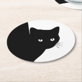 Sly Black Cat Runder Pappuntersetzer (Angewinkelt)