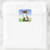 Sly Cat Quadratischer Aufkleber (Tasche)