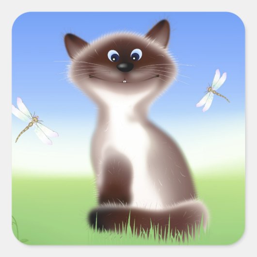 Sly Cat Quadratischer Aufkleber (Vorderseite)