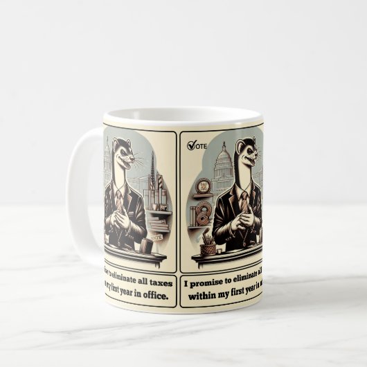 Sly Deals: Der verrückte Weasel-Politiker Kaffeetasse (Vorderseite Links)