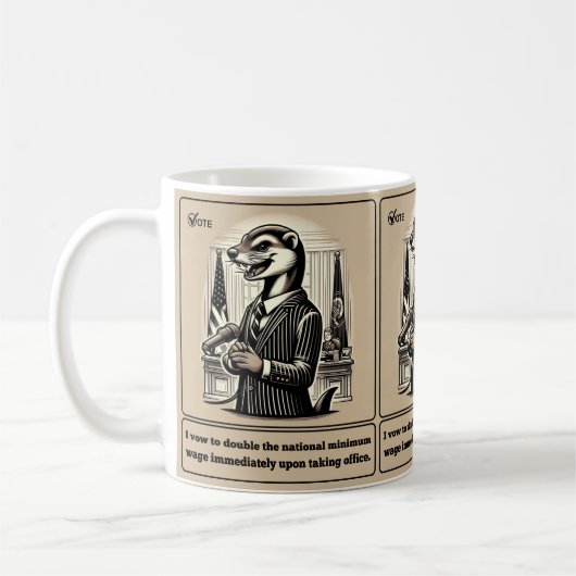 Sly Deals: Der verrückte Weasel-Politiker Kaffeetasse (Links)