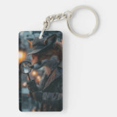 Sly fox Detektiv in noir Einstellung Schlüsselanhänger (Rückseite)