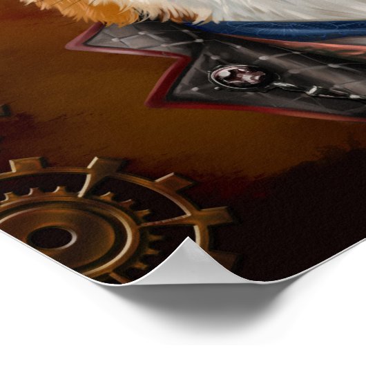 Sly Fuchs in Steampunkkleidung. Zeichnend Wasserfa Poster (Ecke)