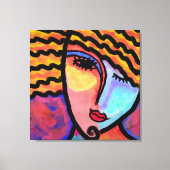 Sly Grin Abstrakte digitale Malerei einer Frau Leinwanddruck (Vorderseite)