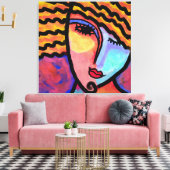 Sly Grin Abstrakte digitale Malerei einer Frau Leinwanddruck (Insitu (Wohnzimmer))