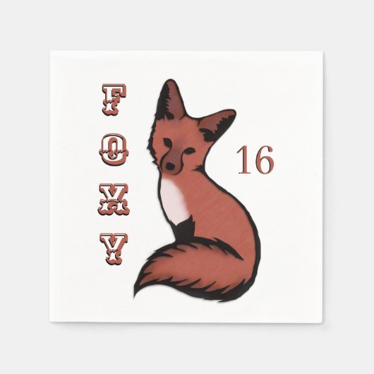Sly Red Foxy Fox Geburtstag Serviette (Vorderseite)