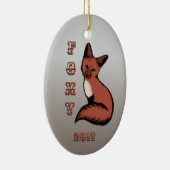 Sly Red Foxy Fox mit Jahr Keramik Ornament (Rechts)