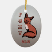 Sly Red Foxy Fox mit Jahr Keramik Ornament (Vorne)