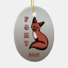 Sly Red Foxy Fox mit Jahr Keramik Ornament