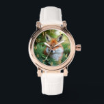 "Sly: The Fox in the Shadows" Ladys Watch Armbanduhr<br><div class="desc">Hinter den Büschen versteckt sich ein syloniger Orangenfuchs</div>