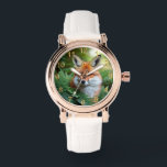 "Sly: The Fox in the Shadows" Ladys Watch Armbanduhr<br><div class="desc">Hinter den Büschen versteckt sich ein syloniger Orangenfuchs</div>