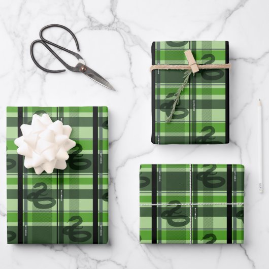 SLYTHERIN™ Tartan Kariertes Muster Geschenkpapier Set (Vorderseite)