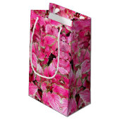 Sm Geschenktasche Pink-Blätter Kleine Geschenktüte (Rückseite Schrägansicht)