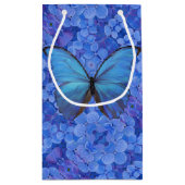 Sm Gift Bag Blue Morpho auf Hydrangea Kleine Geschenktüte (Rückseite)