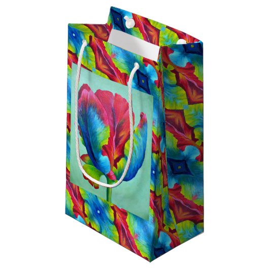 Sm Gift Bag Rainbow Tulip #2 Kleine Geschenktüte (Vorderseite Schrägansicht)