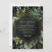Smagagende Botanische Hochzeit im Emerald Woodland Einladung (Vorderseite)