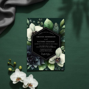 Smagvolle Emerald Botanical Hochzeit Einladung