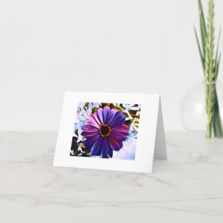 Small, 4" x 5.6" Folded Card. Purple Flower. Dankeskarte