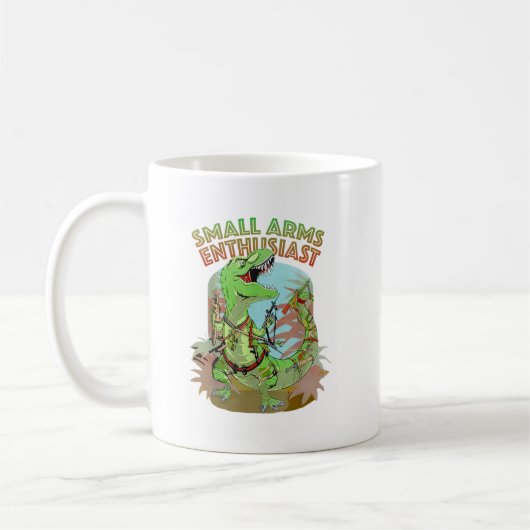 Small Arms Enthusiast Funny T-Rex Dinosaur Gun Kaffeetasse (Links)