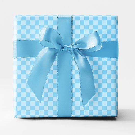 Small Baby Blue Checked Geschenkpapier