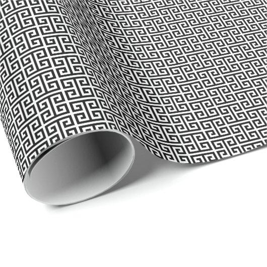 Small Black and White Greek Key Pattern Geschenkpapier (Rolleneckpunkt)