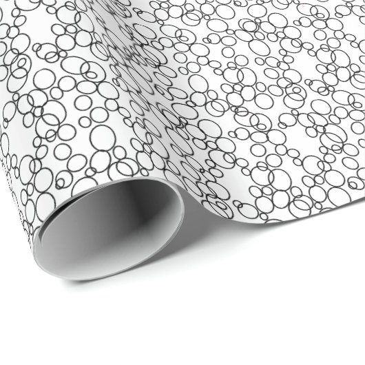 Small Black Circles Ovals White Geschenkpapier (Rolleneckpunkt)