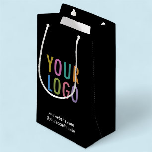 Small Black Gift Bag Custom Business Logo Bulk Kleine Geschenktüte