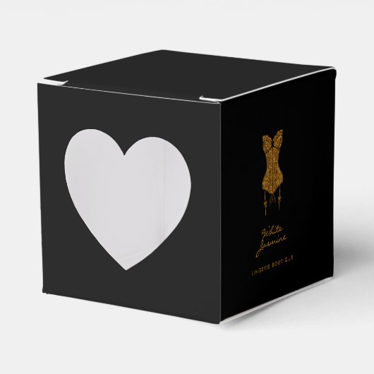 Small Black Gold Glitzer Lingerie Boutique Geschenkschachtel (Vorderseite)
