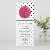 Small Black Polka Dots / Rose Party Einladung (Stehend Vorderseite)